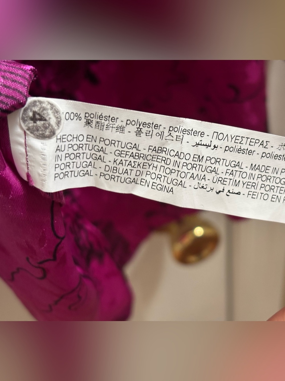 ZARA FUCHSIA & BLACK JACQUARD SATIN LIKE PRINTED JAPANESE BLOUSE, Size XS, NWT - Picture 5 of 6